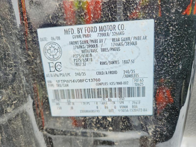 49025426 :رقم المزاد ، 1FTPW14V08FC13760 vin ، 2008 Ford F150 مزاد بيع