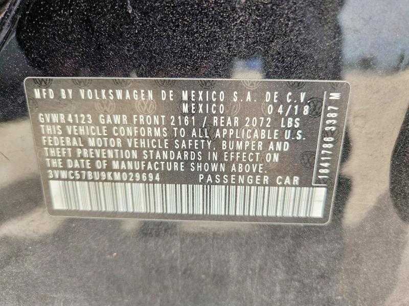 Auction sale of the 2019 Volkswagen Jetta, vin: 3VWC57BU9KM029694, lot number: 50141266