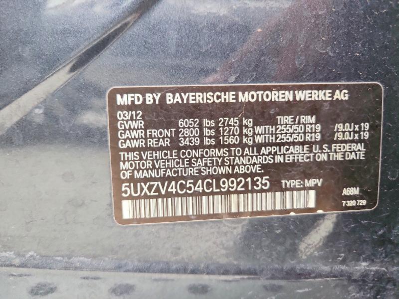 Продажа на аукционе авто 2012 Bmw X5, vin: 5UXZV4C54CL992135, номер лота: 51197356