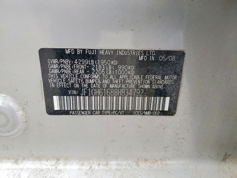 Продажа на аукционе авто 2008 Subaru Impreza, vin: JF1GH61688H834792, номер лота: 48910346