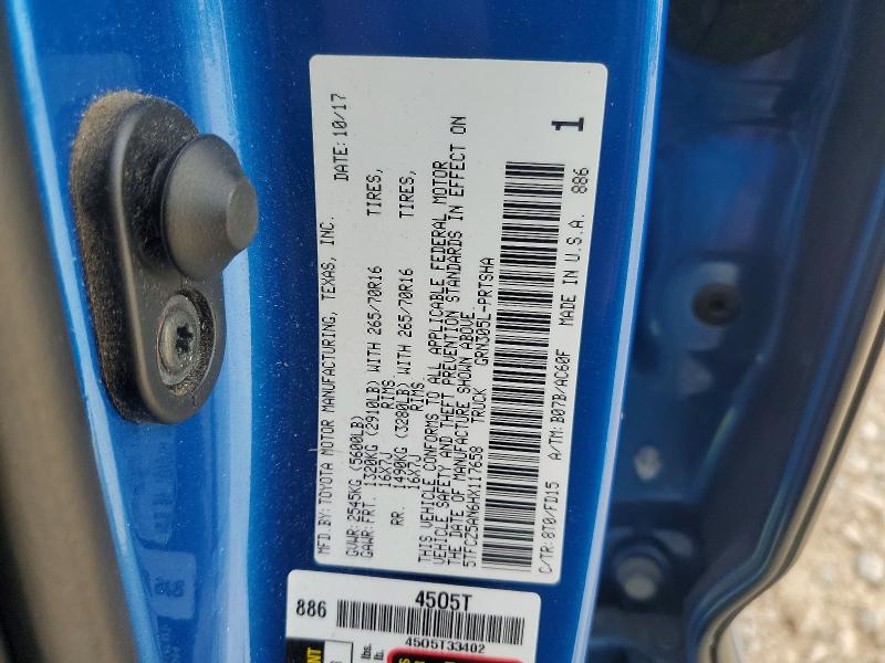 50818556 :رقم المزاد ، 5TFCZ5AN6HX117658 vin ، 2017 Toyota Tacoma مزاد بيع