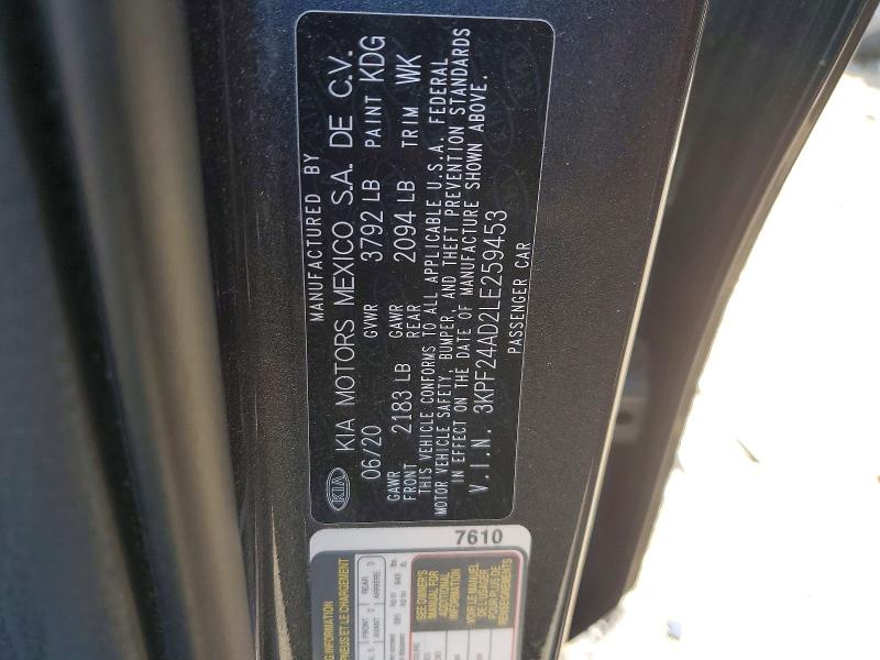 Продажа на аукционе авто 2020 Kia Forte, vin: 3KPF24AD2LE259453, номер лота: 50706906