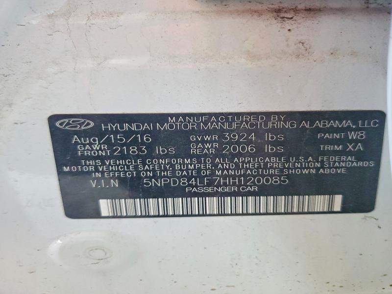Продажа на аукционе авто 2017 Hyundai Elantra, vin: 5NPD84LF7HH120085, номер лота: 51143796