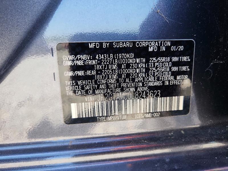 49675366 :رقم المزاد ، JF2GTAMC0L8243623 vin ، 2020 Subaru Crosstrek مزاد بيع