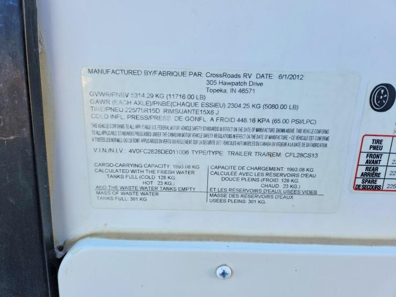 Aukcja sprzedaży 2013 Cross Roads Recreational Vehicle (rv), vin: 4V0FC2828DE011006, numer aukcji: 49069906