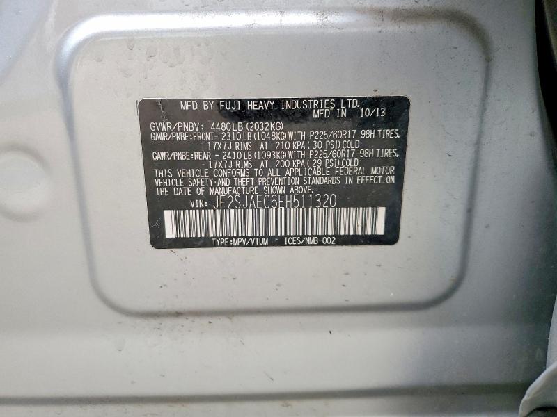 52087686 :رقم المزاد ، JF2SJAEC6EH511320 vin ، 2014 Subaru Forester مزاد بيع