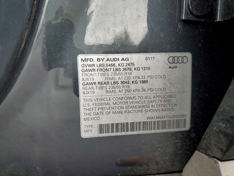 Продаж на аукціоні авто 2018 Audi Q5, vin: WA1ANAFYXJ2003383, номер лоту: 49762436