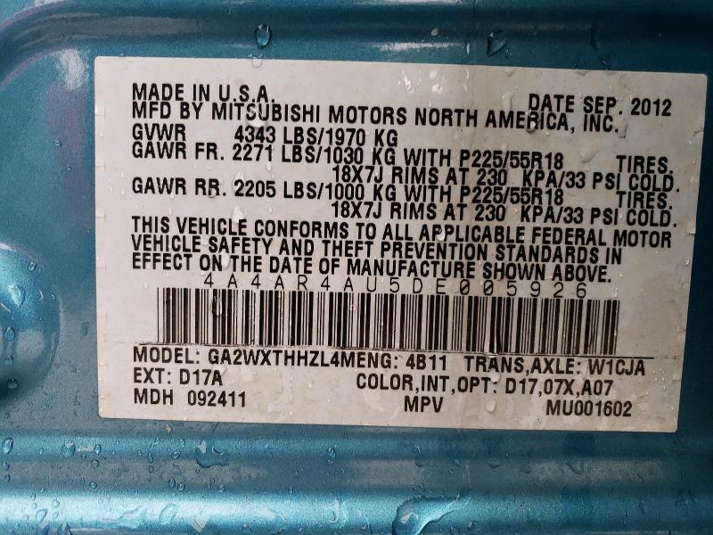 Aukcja sprzedaży 2013 Mitsubishi Outlander Sport, vin: 4A4AR4AU5DE005926, numer aukcji: 51252936