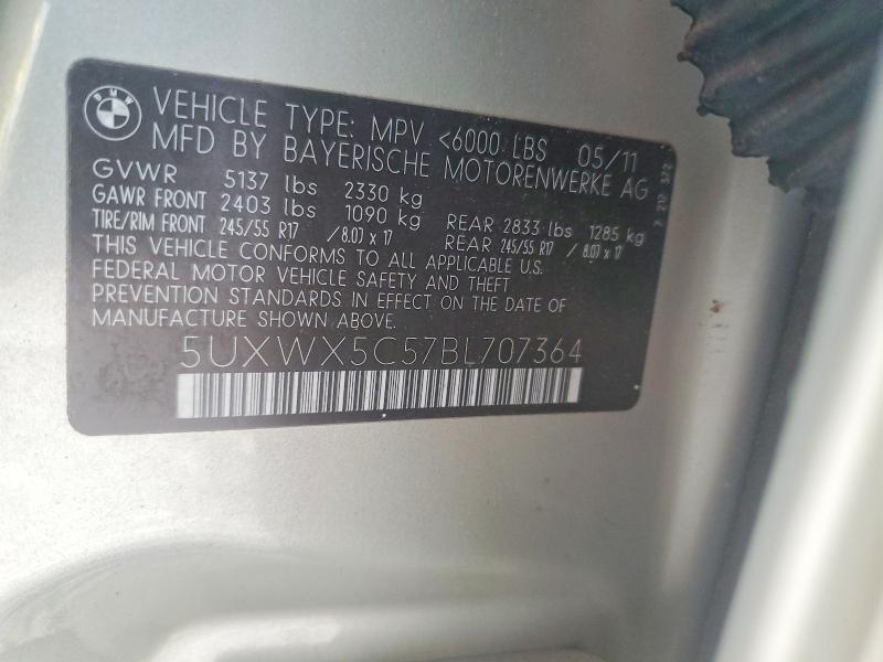 Aukcja sprzedaży 2011 Bmw X3, vin: 5UXWX5C57BL707364, numer aukcji: 51437936