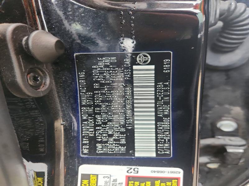Aukcja sprzedaży 2019 Toyota Camry, vin: 4T1B11HK1KU827868, numer aukcji: 51964826