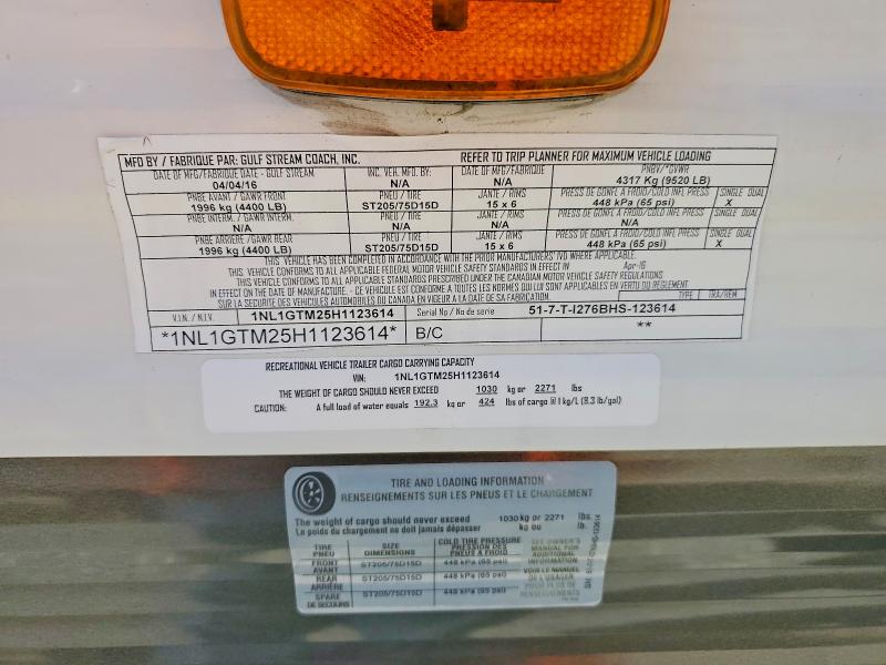Продаж на аукціоні авто 2017 Gulf Stream Innsbruck, vin: 1NL1GTM25H1123614, номер лоту: 48641106