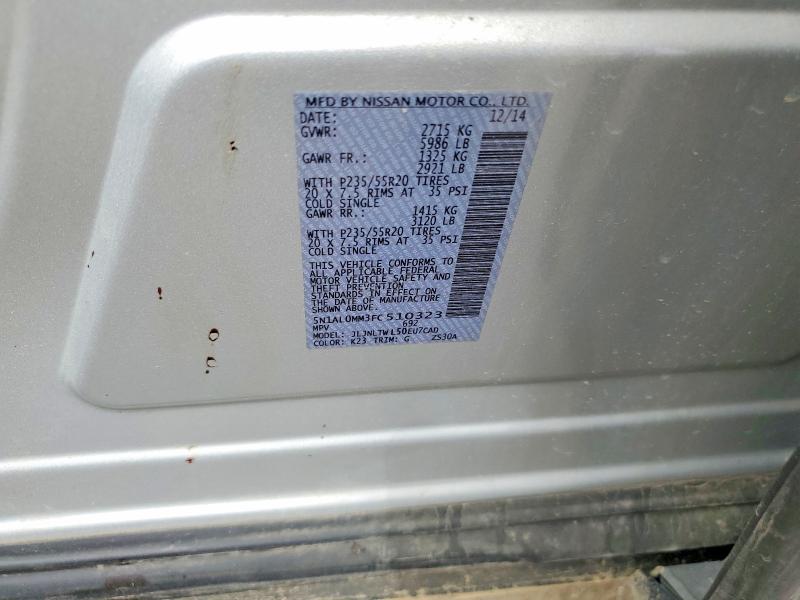 Aukcja sprzedaży 2015 Infiniti Qx60, vin: 5N1AL0MM3FC510323, numer aukcji: 51558106