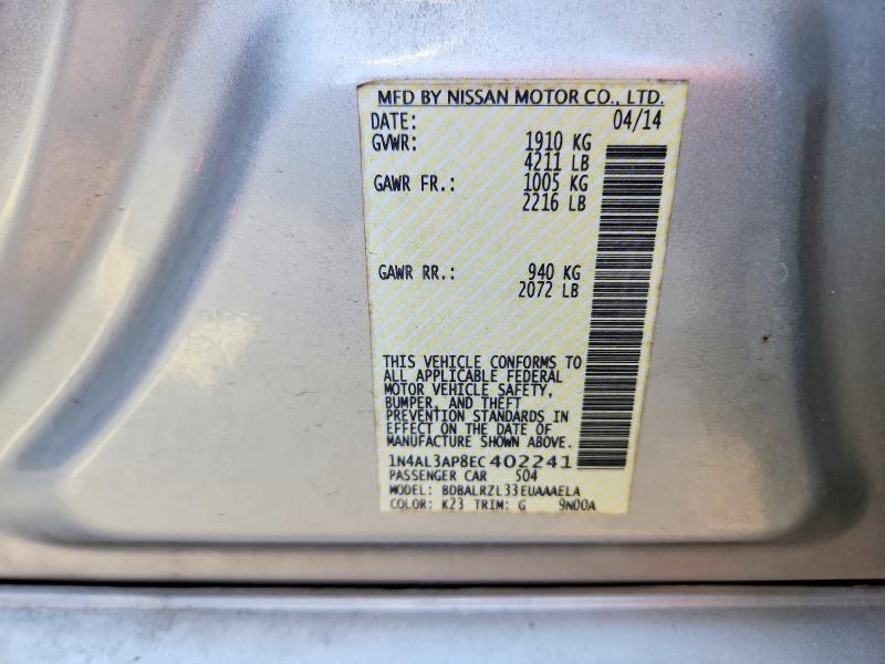 Продаж на аукціоні авто 2014 Nissan Altima, vin: 1N4AL3AP8EC402241, номер лоту: 48712626