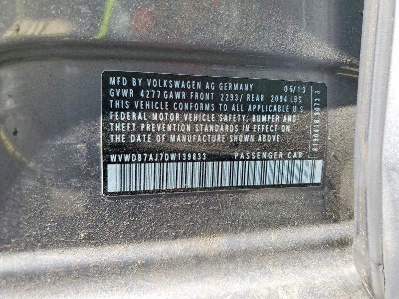 49792856 :رقم المزاد ، WVWDB7AJ7DW139833 vin ، 2013 Volkswagen Golf مزاد بيع