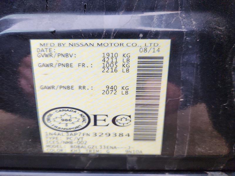 Aukcja sprzedaży 2015 Nissan Altima, vin: 1N4AL3AP7FN329384, numer aukcji: 50550896