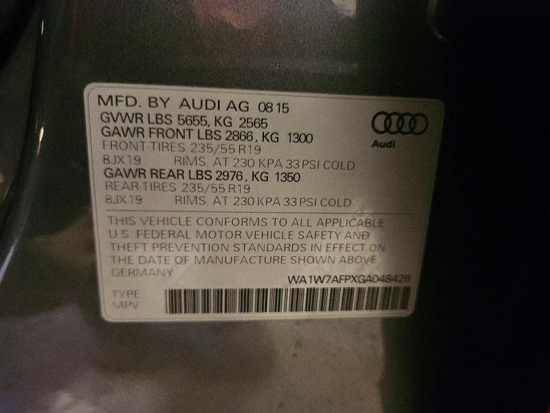 Продажа на аукционе авто 2016 Audi Q5, vin: WA1W7AFPXGA048426, номер лота: 48742766