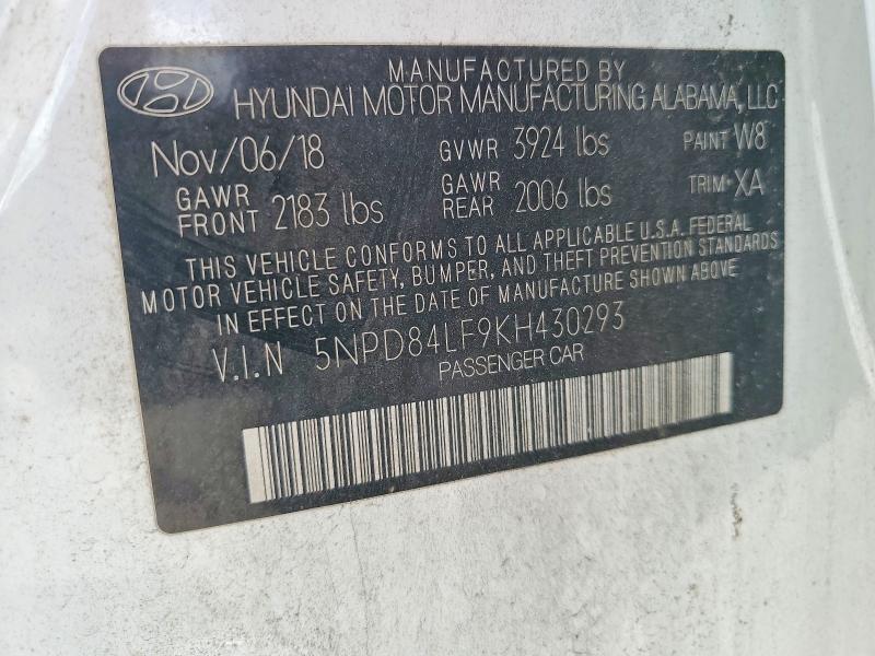 Auction sale of the 2019 Hyundai Elantra, vin: 5NPD84LF9KH430293, lot number: 49866416