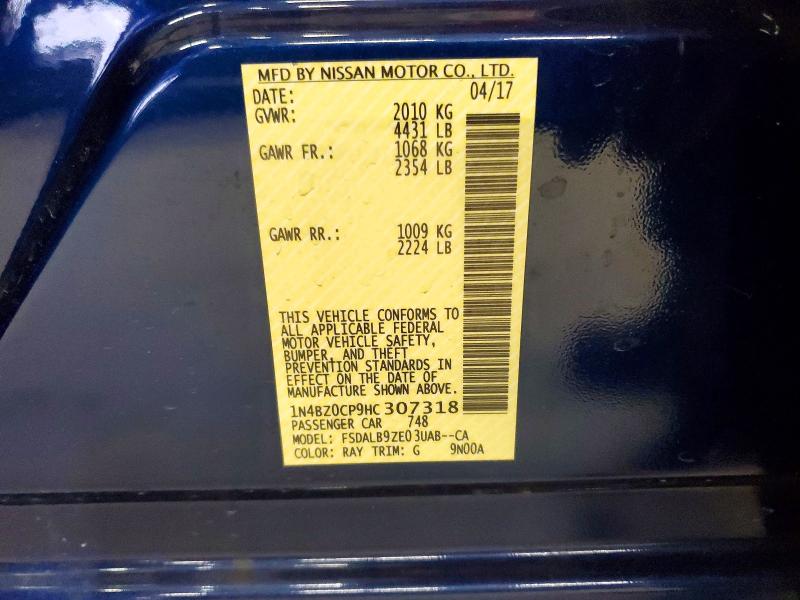 Aukcja sprzedaży 2017 Nissan Leaf, vin: 1N4BZ0CP9HC307318, numer aukcji: 49492386