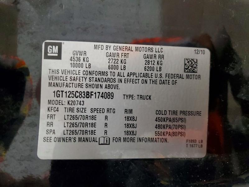 Продаж на аукціоні авто 2011 Gmc Sierra, vin: 1GT125C83BF174089, номер лоту: 51106186