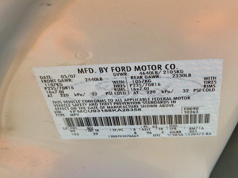Продажа на аукционе авто 2008 Ford Escape, vin: 1FMCU93188KA28358, номер лота: 51488986