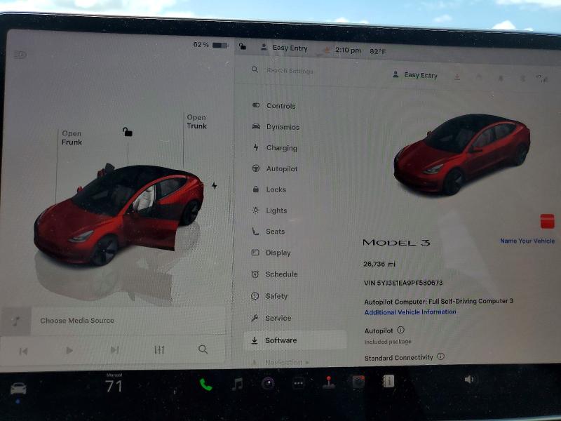 2023 Tesla Model 3 მანქანა იყიდება აუქციონზე, vin: 5YJ3E1EA9PF580673, აუქციონის ნომერი: 49568366