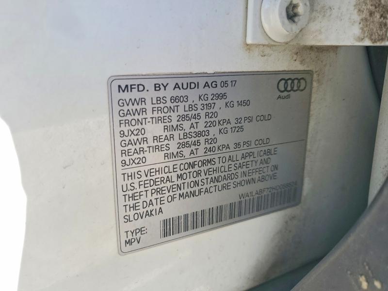 Продаж на аукціоні авто 2017 Audi Q7, vin: WA1LABF72HD058524, номер лоту: 48468406