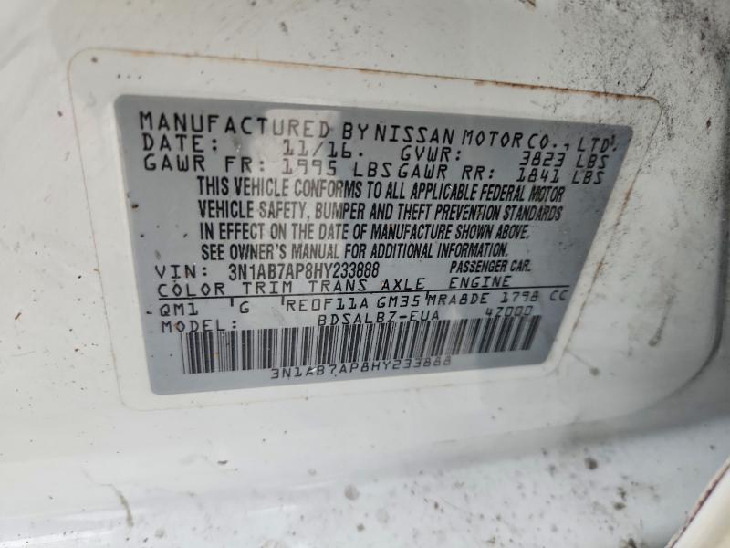 46780476 :رقم المزاد ، 3N1AB7AP8HY233888 vin ، 2017 Nissan Sentra مزاد بيع