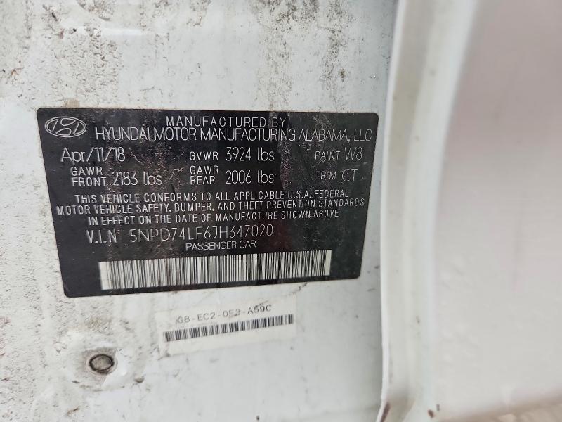 Aukcja sprzedaży 2018 Hyundai Elantra, vin: 5NPD74LF6JH347020, numer aukcji: 51040376