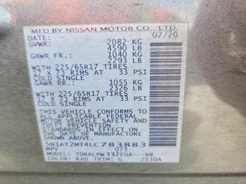 Aukcja sprzedaży 2020 Nissan Rogue, vin: 5N1AT2MT4LC783883, numer aukcji: 51375456