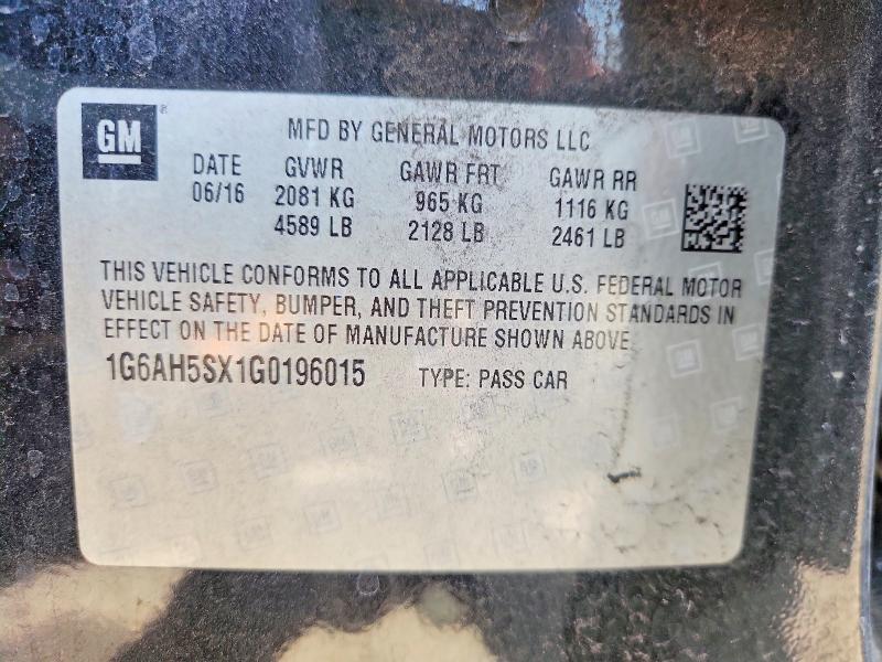 2016 Cadillac Ats მანქანა იყიდება აუქციონზე, vin: 1G6AH5SX1G0196015, აუქციონის ნომერი: 51866536