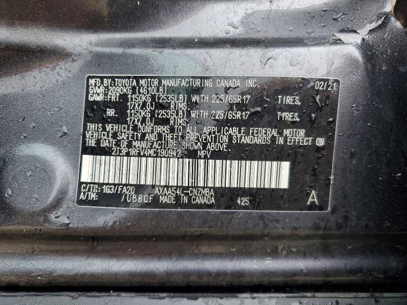 Aukcja sprzedaży 2021 Toyota Rav4, vin: 2T3P1RFV4MC190942, numer aukcji: 48832786