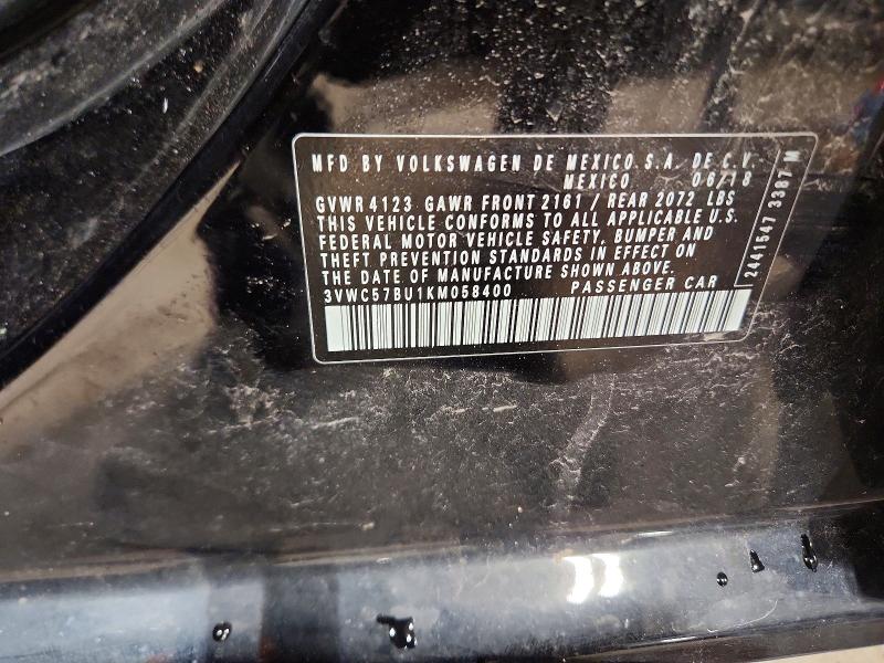 51715996 :رقم المزاد ، 3VWC57BU1KM058400 vin ، 2019 Volkswagen Jetta مزاد بيع
