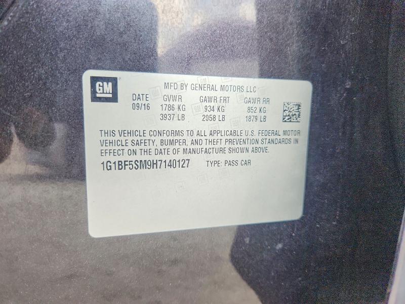 2017 Chevrolet Cruze მანქანა იყიდება აუქციონზე, vin: 1G1BF5SM9H7140127, აუქციონის ნომერი: 51351256