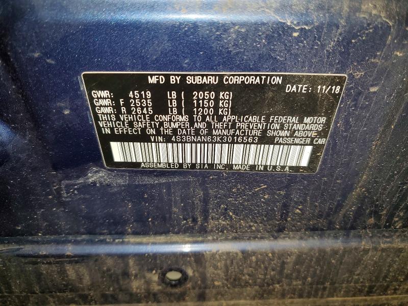 48868726 :رقم المزاد ، 4S3BNAN63K3016563 vin ، 2019 Subaru Legacy مزاد بيع