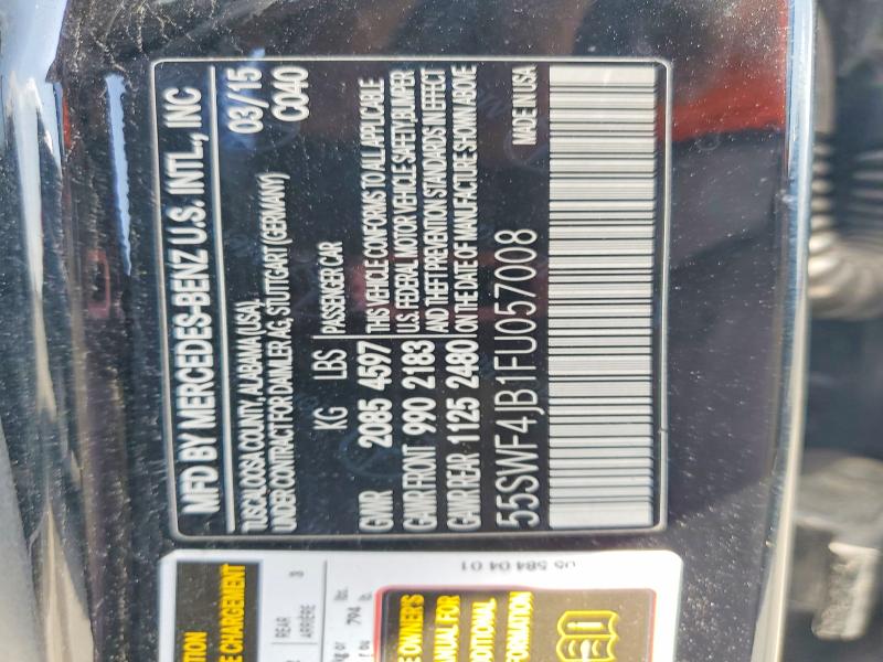 Продажа на аукционе авто 2015 Mercedes-benz C, vin: 55SWF4JB1FU057008, номер лота: 46780816