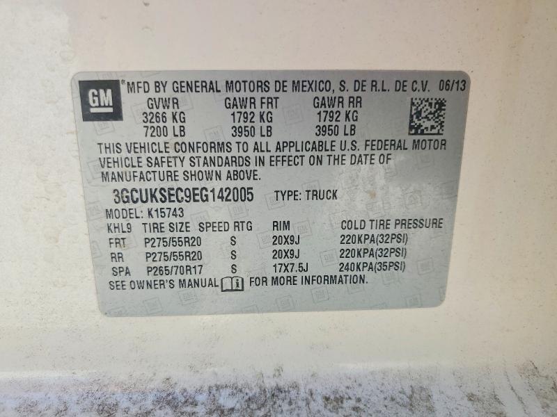 50322946 :رقم المزاد ، 3GCUKSEC9EG142005 vin ، 2014 Chevrolet Silverado مزاد بيع
