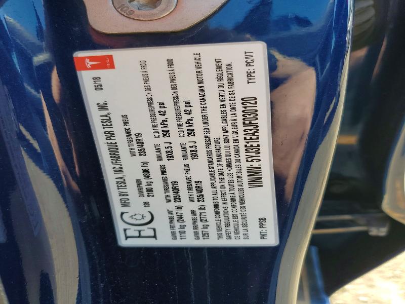 50064036 :رقم المزاد ، 5YJ3E1EA3JF030120 vin ، 2018 Tesla Model 3 مزاد بيع