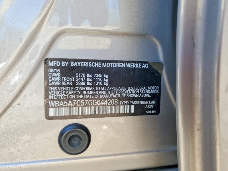 Aukcja sprzedaży 2016 Bmw 528, vin: WBA5A7C57GG644208, numer aukcji: 48896356