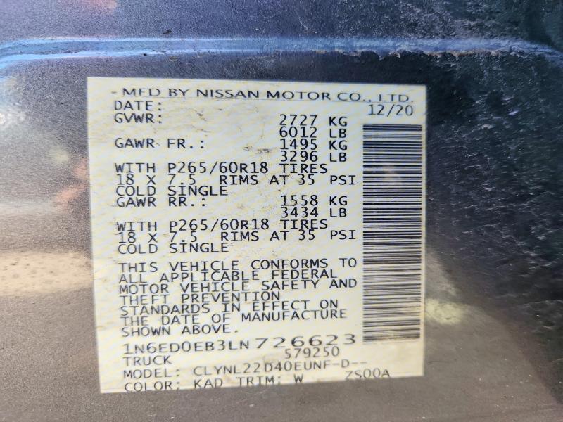 Продажа на аукционе авто 2020 Nissan Frontier, vin: 1N6ED0EB3LN726623, номер лота: 51135546