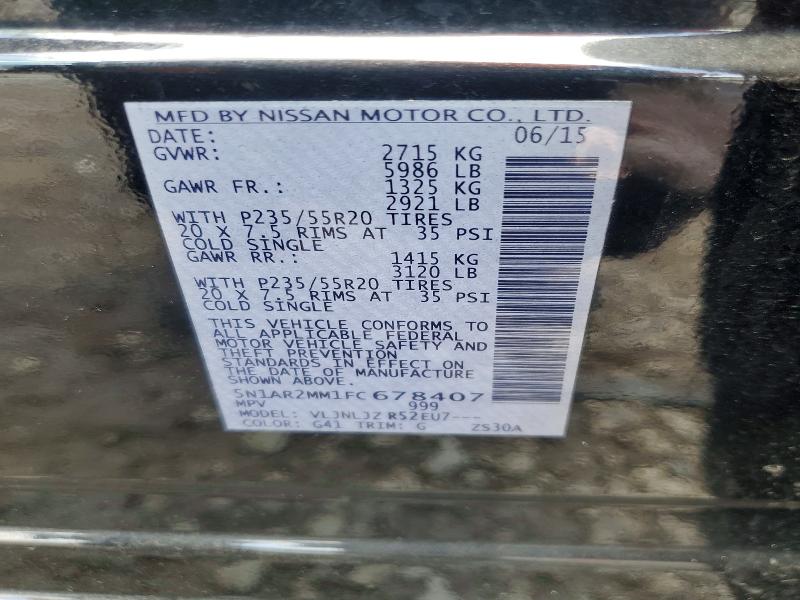 Aukcja sprzedaży 2015 Nissan Pathfinder, vin: 5N1AR2MM1FC678407, numer aukcji: 50887426
