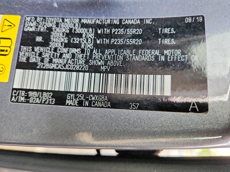Aukcja sprzedaży 2018 Lexus Rx 450h, vin: 2T2BGMCA5JC028220, numer aukcji: 51678906