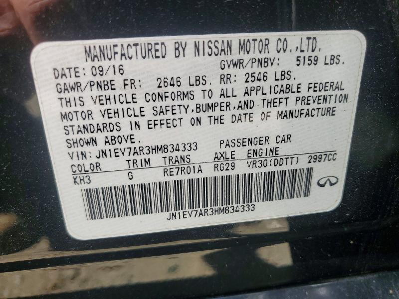 Aukcja sprzedaży 2017 Infiniti Q50, vin: JN1EV7AR3HM834333, numer aukcji: 51287366