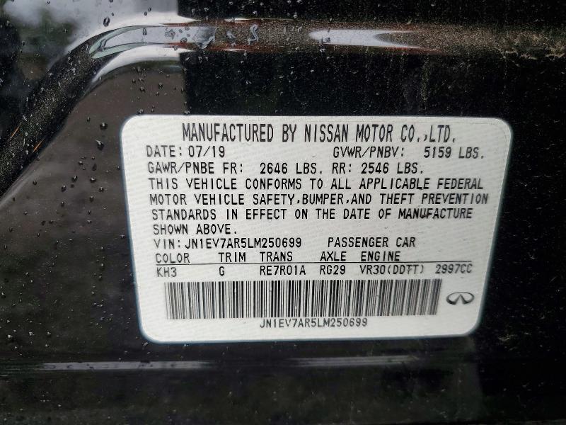 Aukcja sprzedaży 2020 Infiniti Q50, vin: JN1EV7AR5LM250699, numer aukcji: 50153516