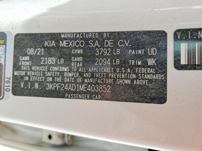 Продажа на аукционе авто 2021 Kia Forte, vin: 3KPF24AD1ME403852, номер лота: 50394706