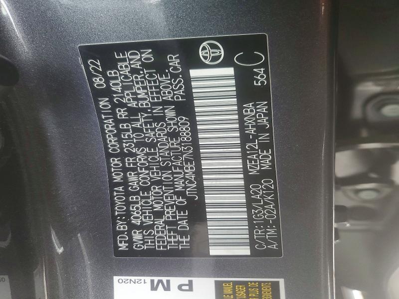 Продаж на аукціоні авто 2022 Toyota Corolla, vin: JTNC4MBE7N3188809, номер лоту: 50006886