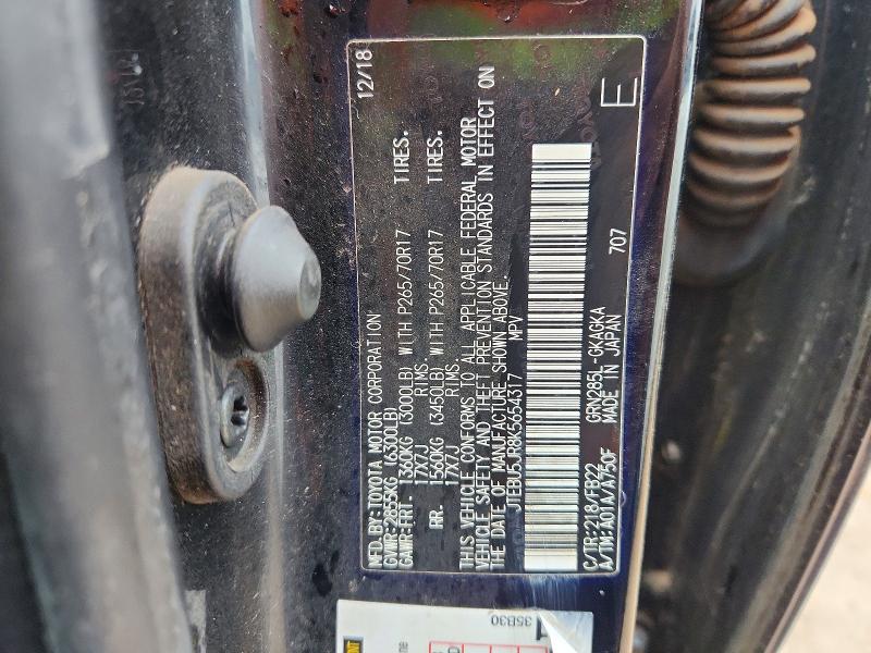 Aukcja sprzedaży 2019 Toyota 4runner, vin: JTEBU5JR8K5654317, numer aukcji: 45520646