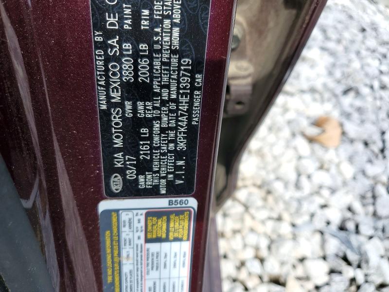 2017 Kia Forte მანქანა იყიდება აუქციონზე, vin: 3KPFK4A74HE139719, აუქციონის ნომერი: 51826946