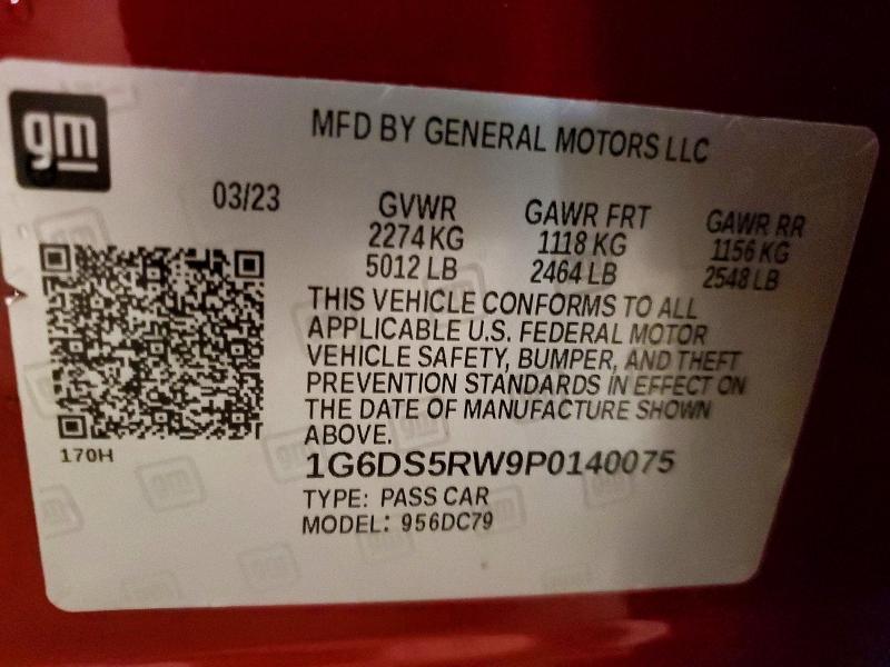 Auction sale of the 2023 Cadillac Ct5, vin: 1G6DS5RW9P0140075, lot number: 49076096