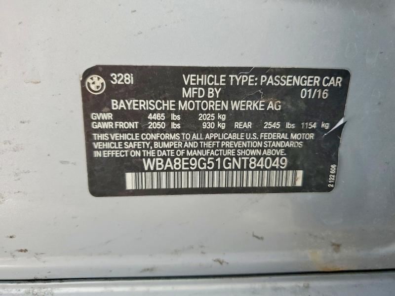 Aukcja sprzedaży 2016 Bmw 328, vin: WBA8E9G51GNT84049, numer aukcji: 51129376