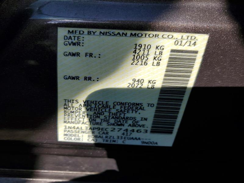 Aukcja sprzedaży 2014 Nissan Altima, vin: 1N4AL3AP9EC274463, numer aukcji: 49413876
